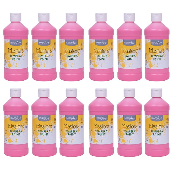 Handy Art Little Masters Tempera Paint, Pink, 16 oz., 12PK 201722 - main